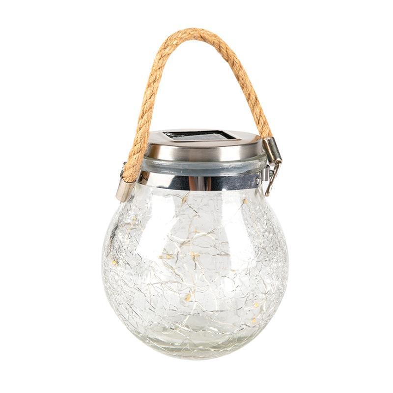 Solar Cracked Glass Hanging Light Warm LED Fairy Lamp Decor for Porch Patio Garden Yard Outdoor Use