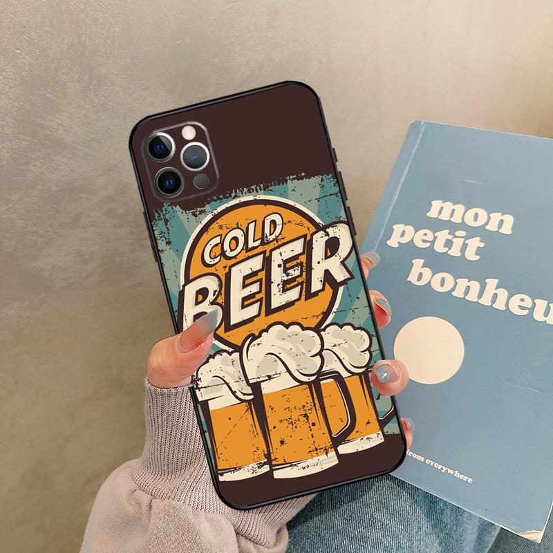 Time Drink Cold Beer Case For iPhone 17 Air 14 16 15 11 12 13 Pro Max 12 mini XR 15 16 Plus 16e Back Cover Shell