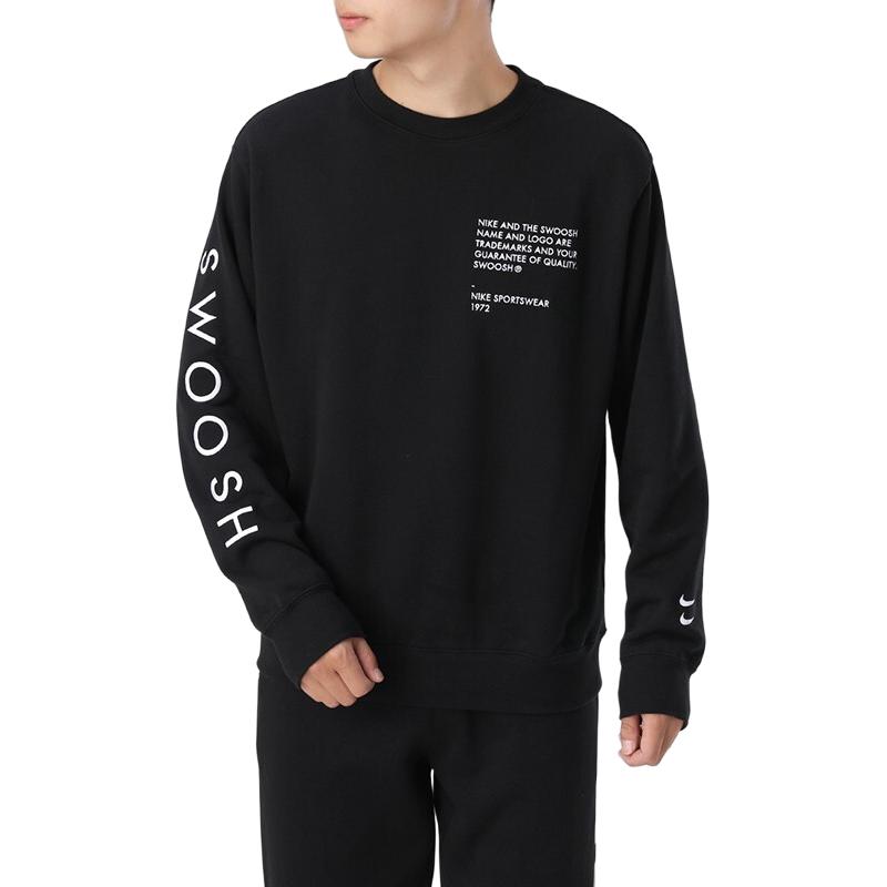 Nike Sweatshirts Men's Black Crew Neck Moderate Regular CU4035-010