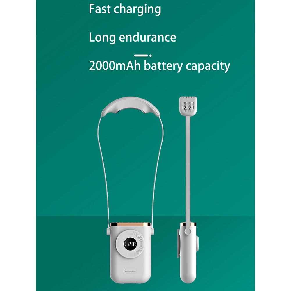 Mini-Halsventilator, tragbar, flügellos, per USB wiederaufladbar, stumme Sportventilatoren für den Außenbereich, separater Halbleiter-Kühlventilator, weiß