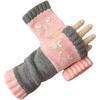Knit Fingerless Gloves Cat Embroidery Outdoor Warming Supplies Warm Open Finger Gloves for Cat Lovers Women Girls Ladies Mothers