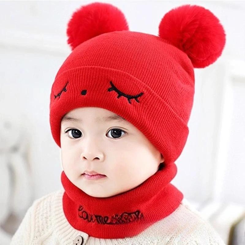 Kids Winter Hat and Scarf Set 2-in-1 Knit Beanie Neck Warmer Unisex Thick Thermal Ear Protection for Boys Girls  Holiday Gift