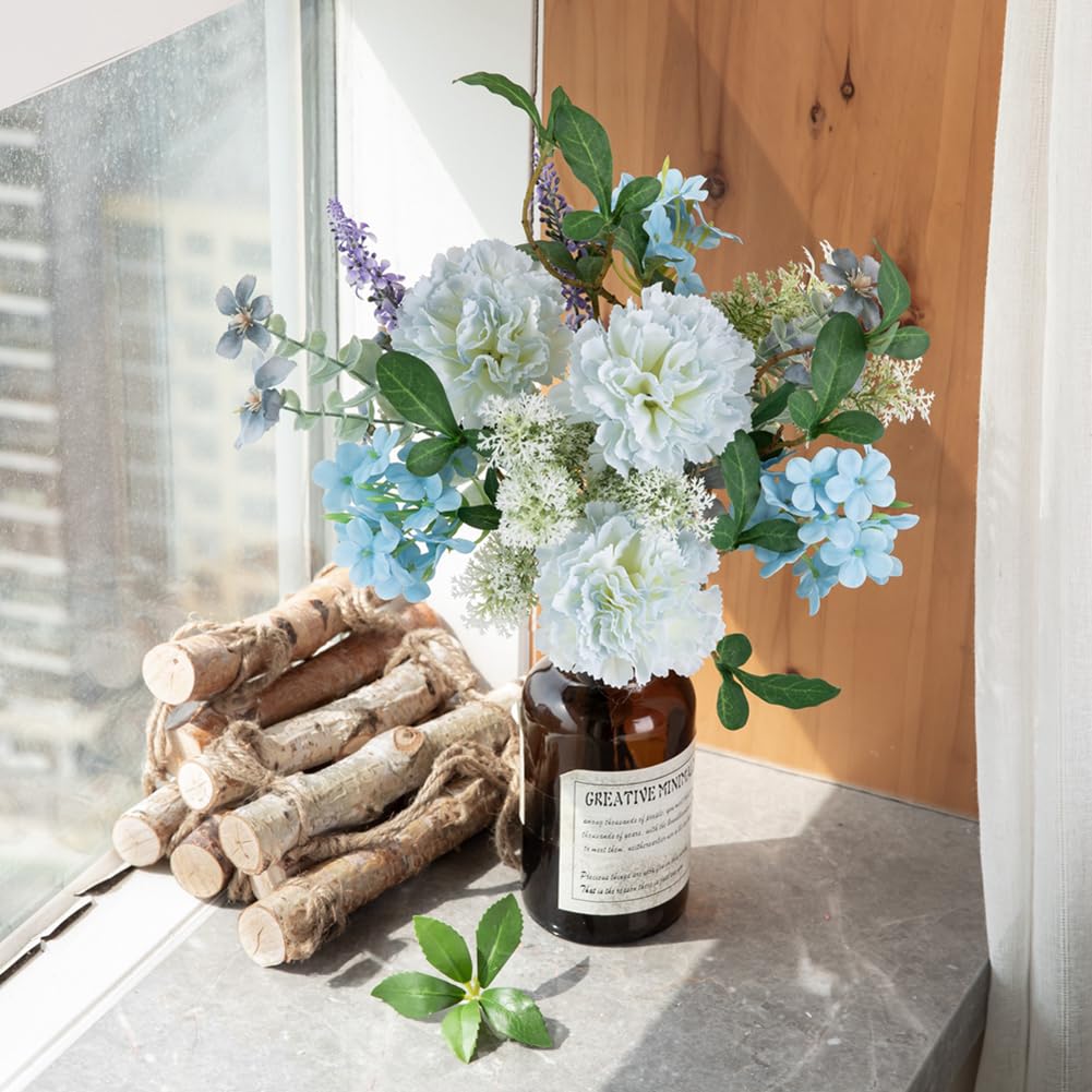 WillingYou Artificial Flowers Room Interior Bouquet Dried Flower Style Wedding Party After Party Photo Shoot Day Gift Natural Feeling Large Blue White