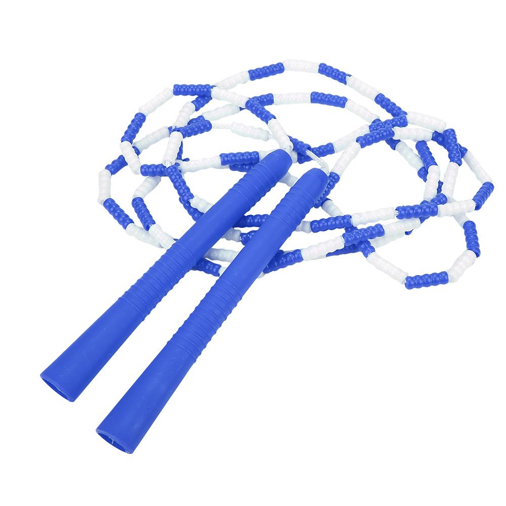 Beaded Segmented Jump Rope Adults Children Sports Exercise Skipping Rope (Blue   White)
