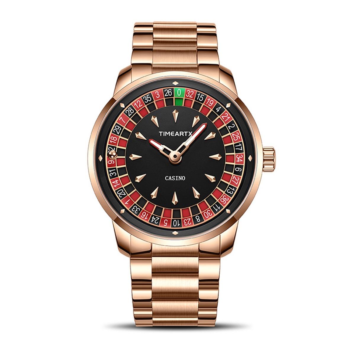 

Men s Watch New European Roulette Design Poker Game Fashion Quartz Movement Stainless Steel Wristwatch HH-TA-5031-S2