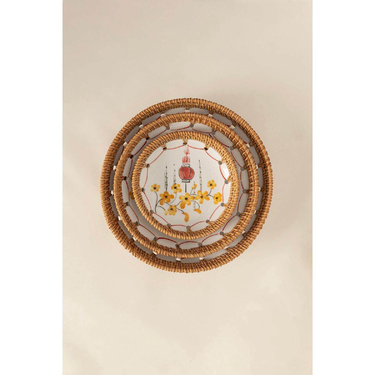 

Meander Rattan Poppy Framed Handmade Triple Ceramic Bowl 9063 жовтий
