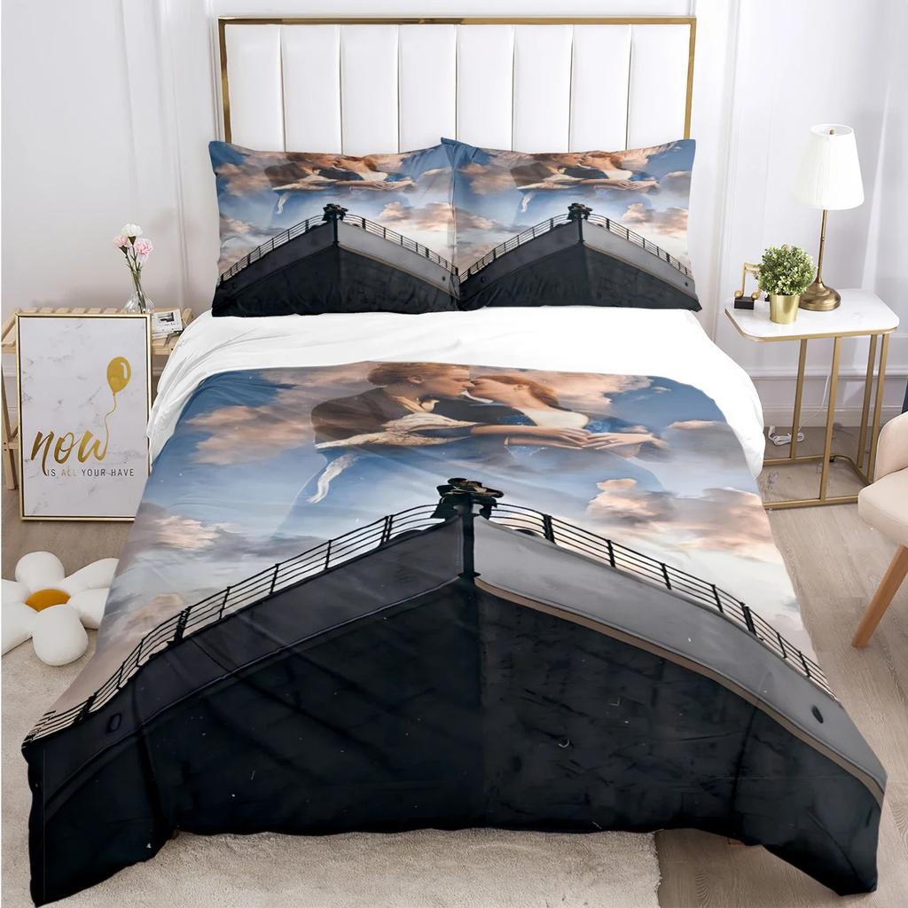 Titanic Jack And Rose Bedding Set Movie Bedding 2/3Pcs Sets Duvet Cover Anime Bedroom Bedclothes Pillowcases