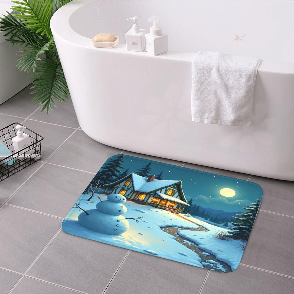1PC Cheistmas Pattern Kitchen Rug Non-Slip Door Mat Pop Design Bathroom Rug Bath Mat Carpet for Home Sink Laundry Decor