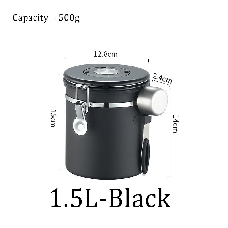 Stainless Steel Coffee Sealed Can Coffee Bean Storage Can with Date Tracker with Spoon One Way Exhaust Preservate Cafe Use