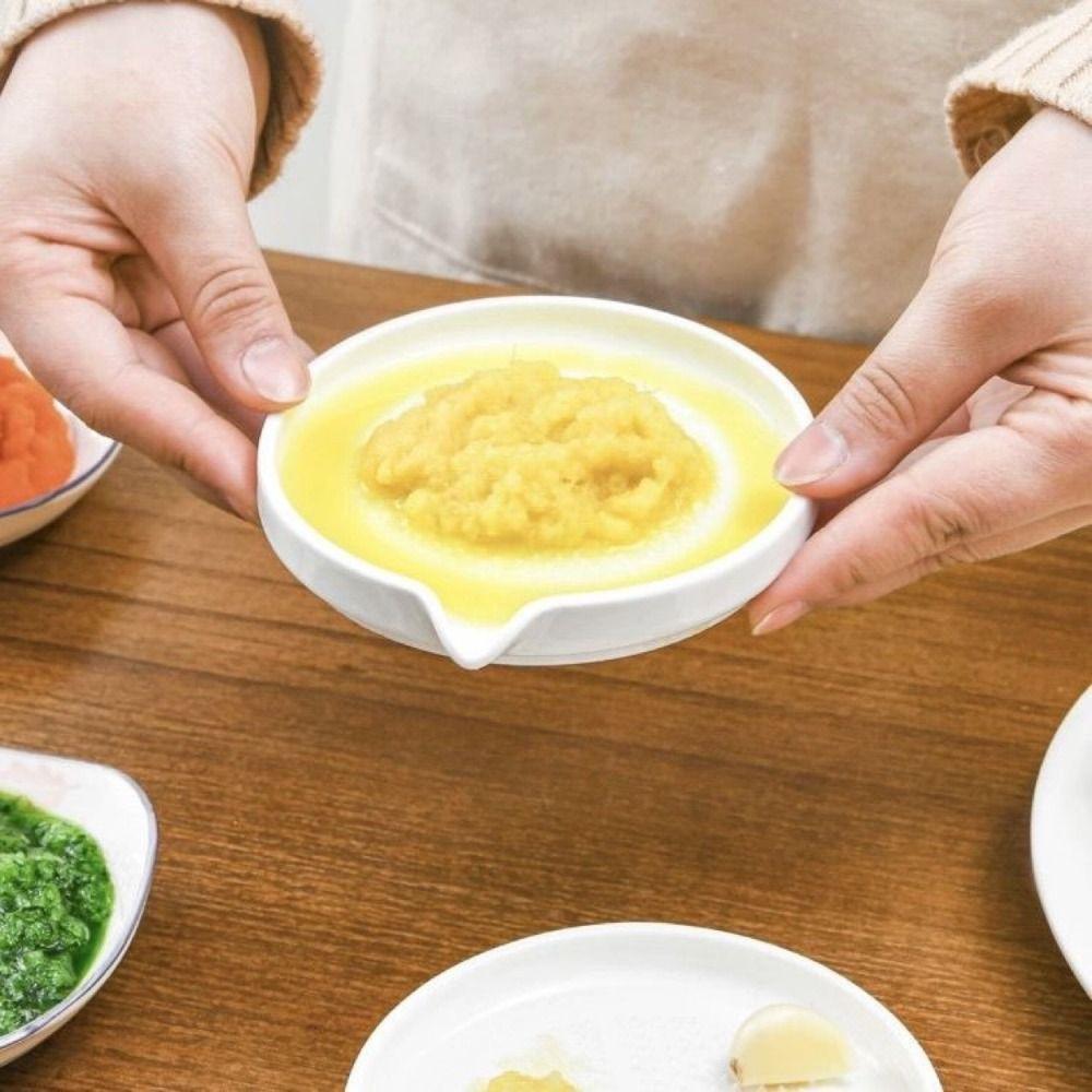 White Food Hand Grinder with Brush Kitchen Garlic Masher Convenient Porcelain Grater Plate Cooking