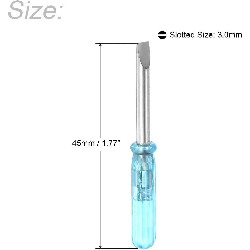 Mini-One-Touch-Schraubendreher, 2,0 mm Flachkopf, 45 mm lang, für die Reparatur kleiner Geräte, 5er-Pack
