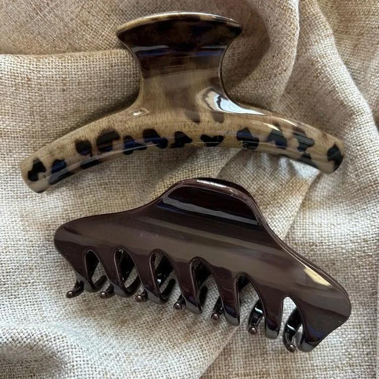 1Pc Vintage Leopard Print Large Shark Hair Claw Clip Women Elegant Geometric Catch Clamp Hairgrip Hold Hair Styling Accessories