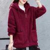 Hettegenser i seks farger for kvinner i teddyfleece: Koreansk stil, Pluss-størrelse, Tykk høst/vinter cardigan