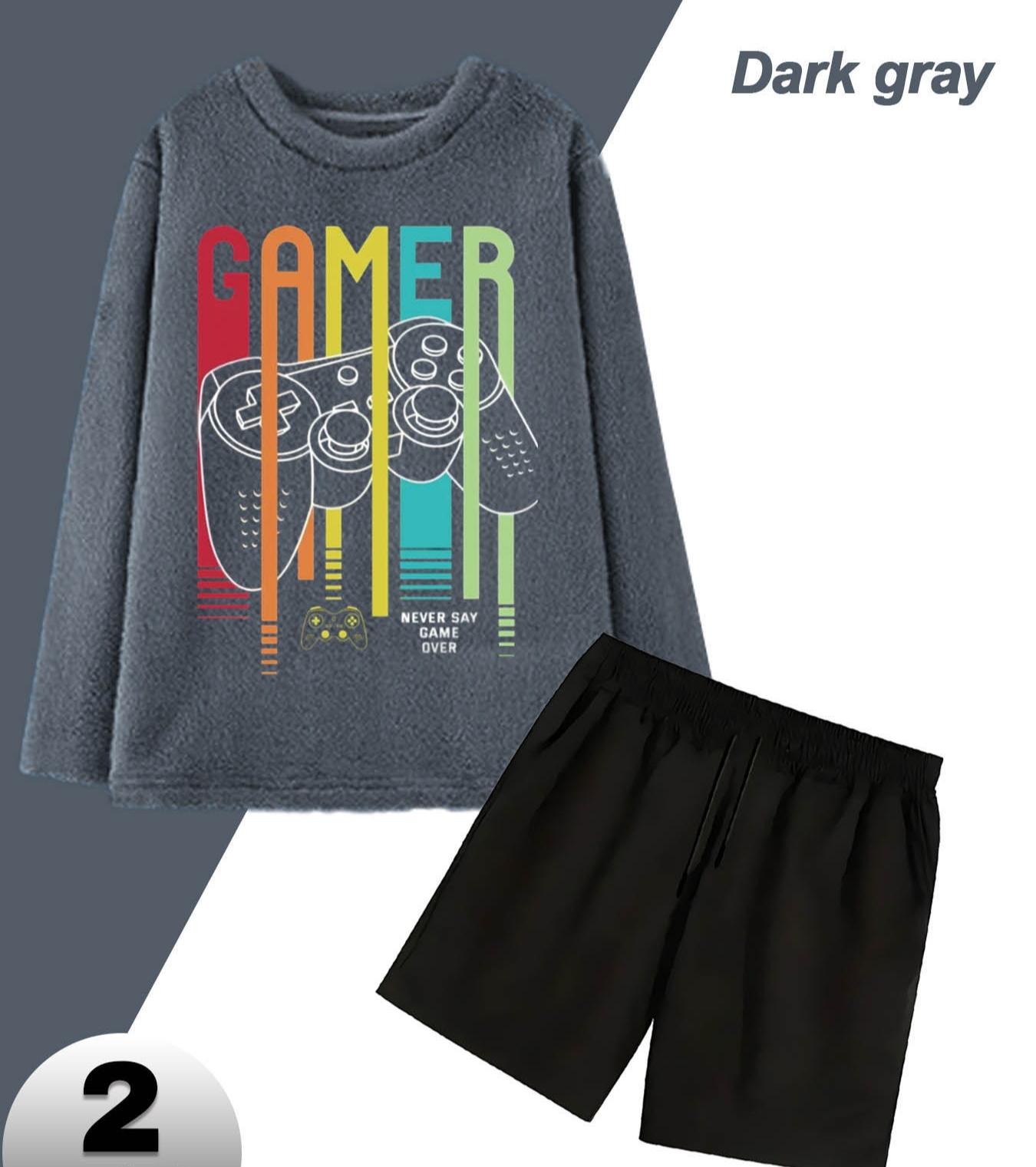 

Flannel Loungewear Shorts Set for Men, Easy-Wash & Durable, Regular Use XXL сірий