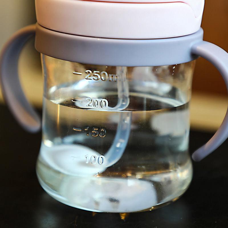 250Ml Baby Sippy Water Cup Kid Handle Learn Feeding Drinking Bottle Anti-Choking With Gravity Ball Kids Training Cup With Straw