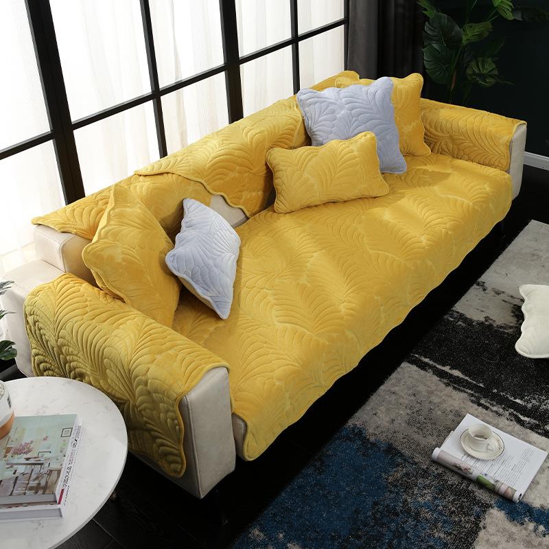 Thickening Sofa Cushion Winter Milk Fiber Cushions Seat Cushions Cover Towel Plush Sofa Cover Simple Non-Slip