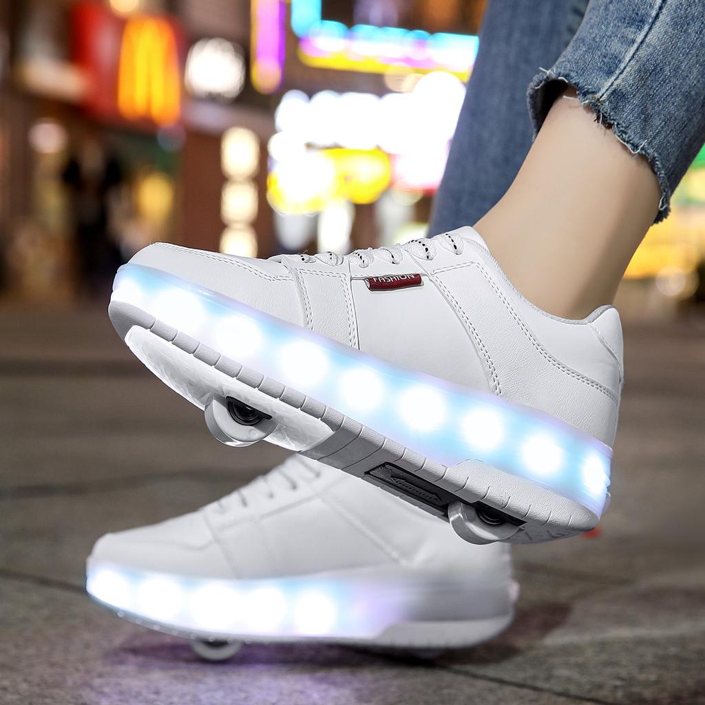 2 Wheel Roller Skates for Boys and Girls Inline Skate Shoes 2 in 1 Removable Pulley Skate Skating Children's Ice Skating Shoes