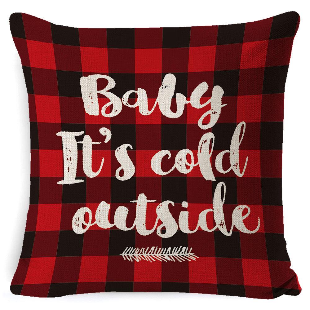 Christmas Pillow Cover Home Sofa Cushion Elk Letter Print Cushion Cover Christmas Atmosphere