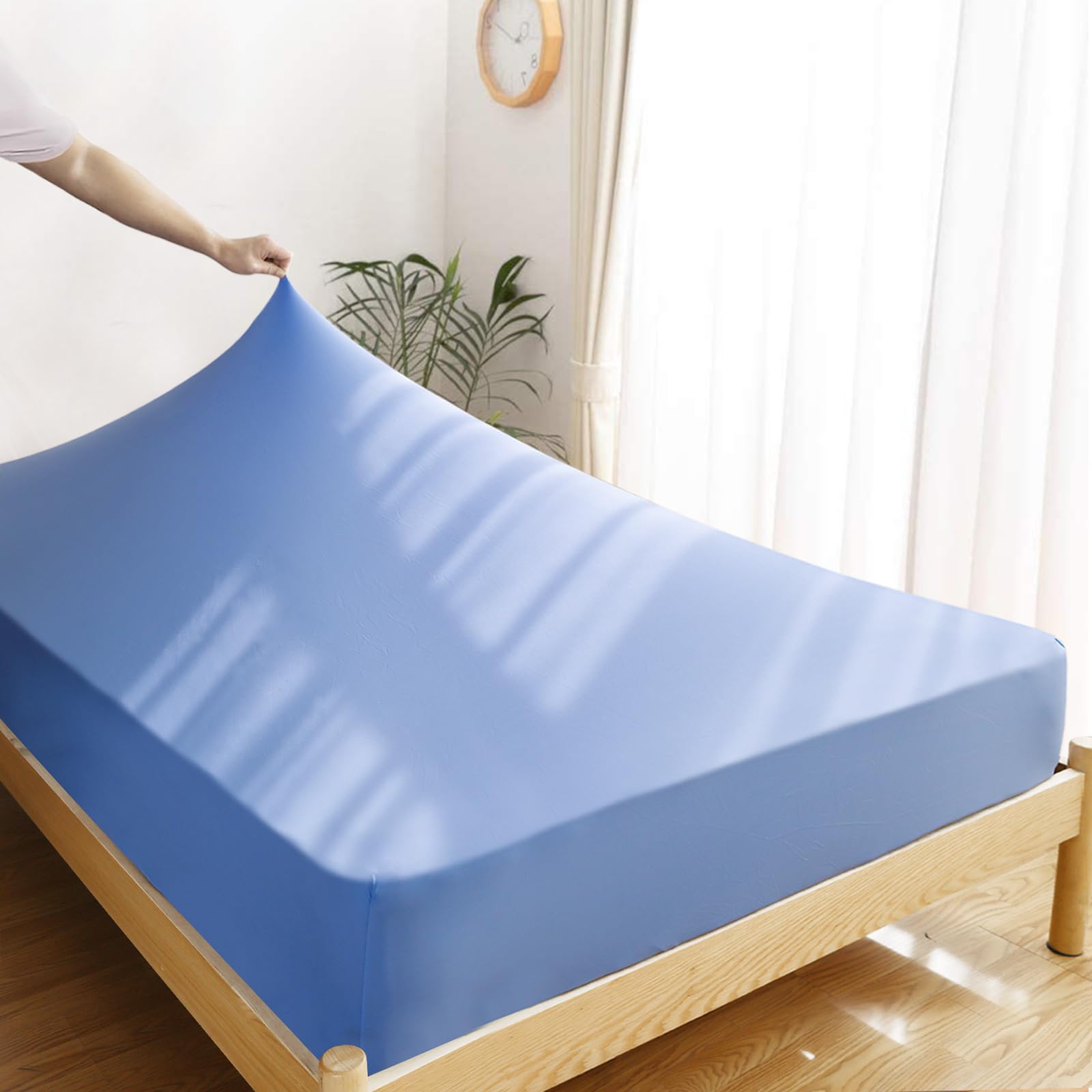 

SunshineLife Облегающий Прохладный и Летний с Двойной Ластовицей Прохладный к Стрейч-трикотажу Идеальный Матрас Футон Эластичный Все Легко Надевать и Снимать Пот Быстро синий