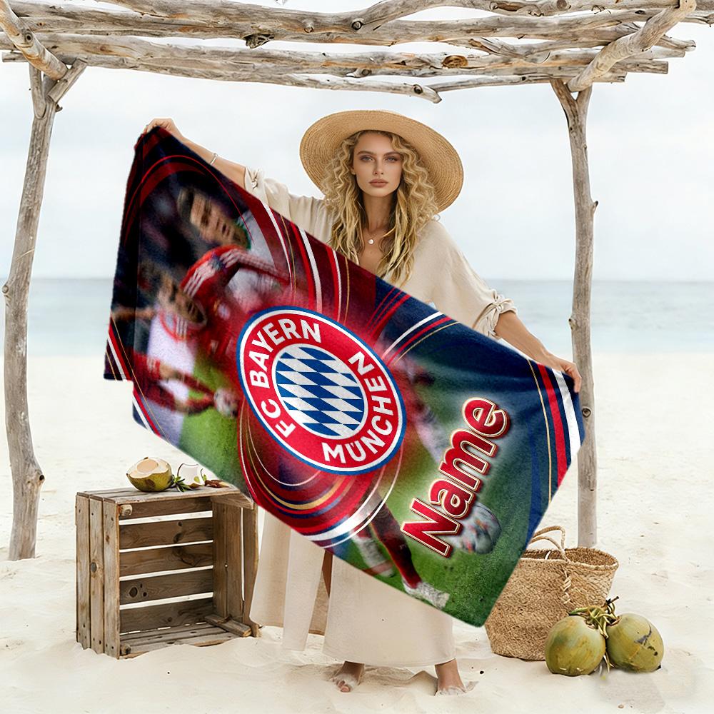 Bayern Munich Poster Customizable Name Beach Towel Super Soft & Absorbent