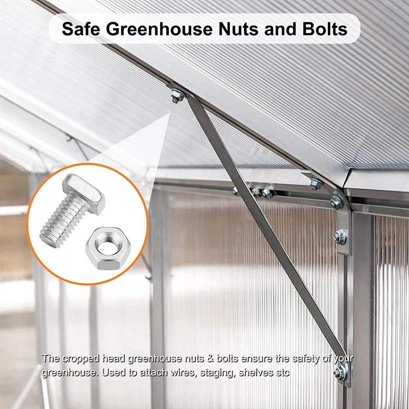 50/100 Stück Gewächshaus-Reparaturset Aluminiumschrauben und Muttern Werkzeug Praktisches Gewächshaus-Muttern-Schrauben-Set Durchgangslochschrauben für Zuhause