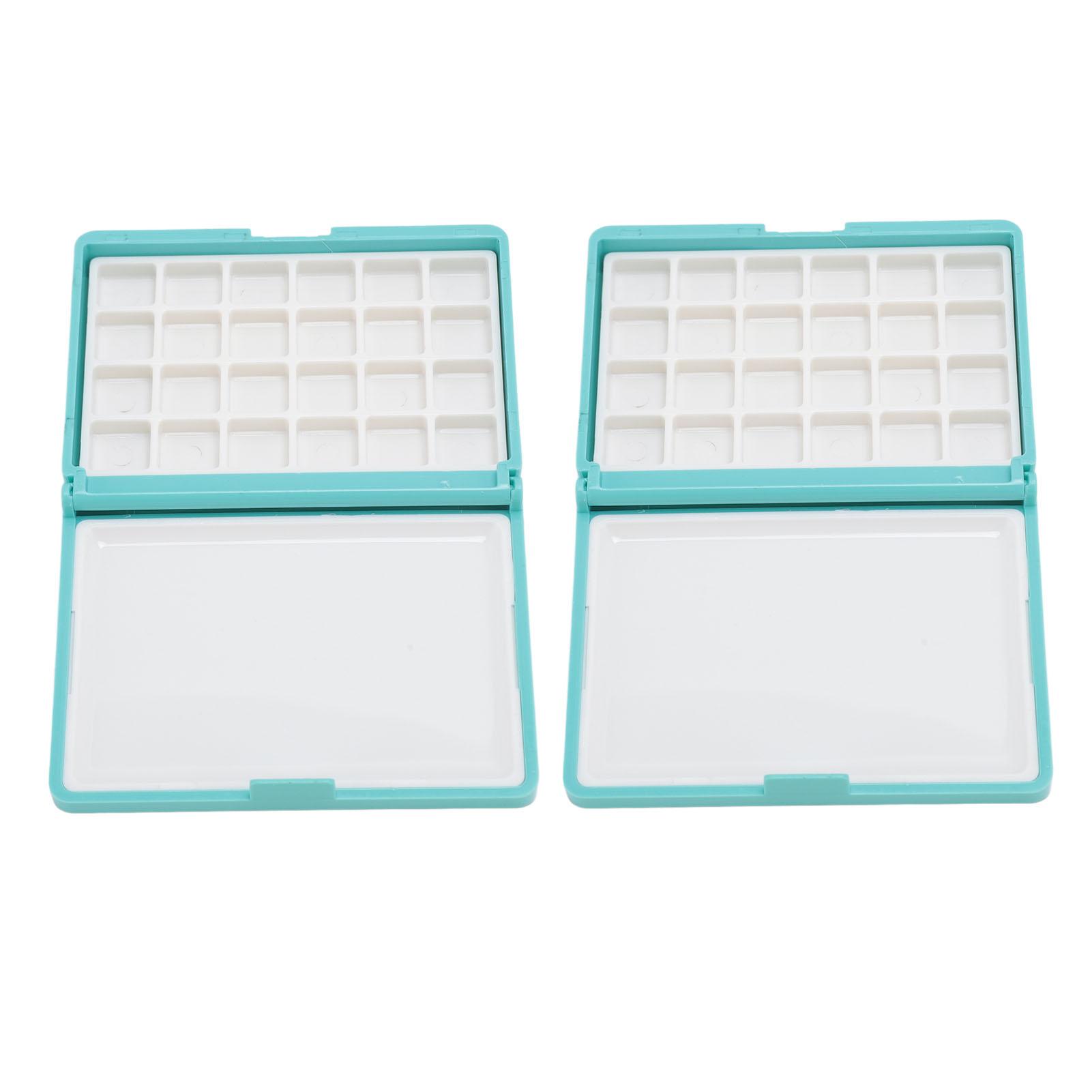 

2Pcs Portable Watercolor Box Detachable Easy to Clean Compact Mini Watercolor Palette Box for Beginners Artists Blue 24