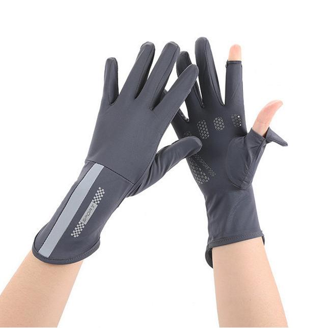 Women Summer New Thin Ice Silk Anti UV Exposed Finger Touch Screen Non Slip Mid Long Breathable Sun Protection Driving Gloves