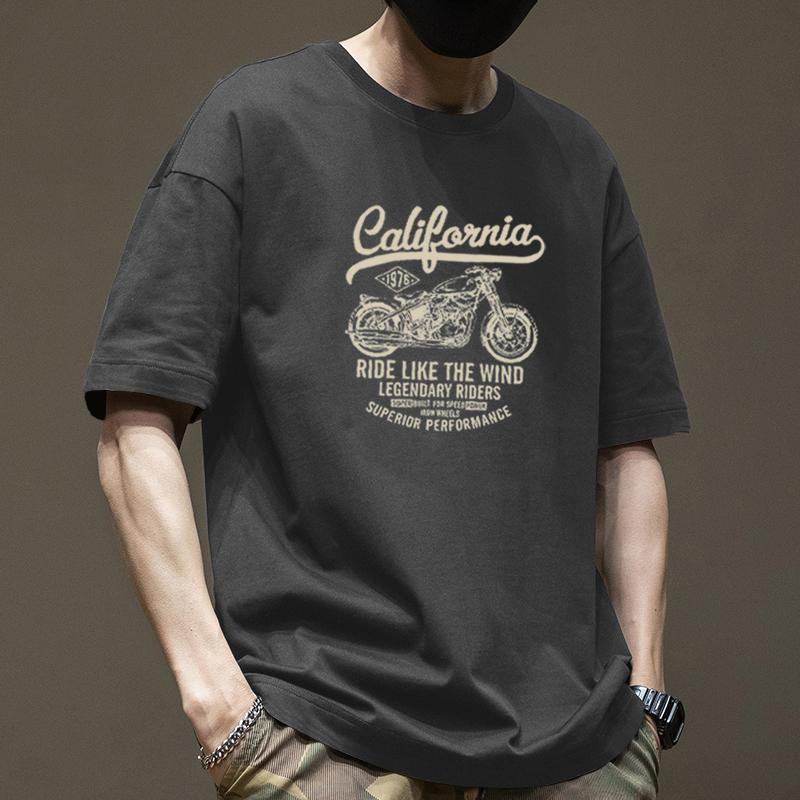 Retro Short Sleeved T-shirt for Men's Summer Fashion Brand Pure Cotton T-shirt with Fashionable Pattern