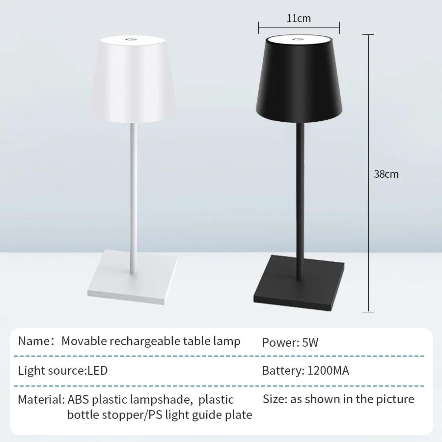 LED Desk Lamp Rechargeable Table Lamp 3 Levels Dimmable Bar Restaurant Ambiance Wireless Touch Lamps Waterproof Led Lights Back Up Lights 1