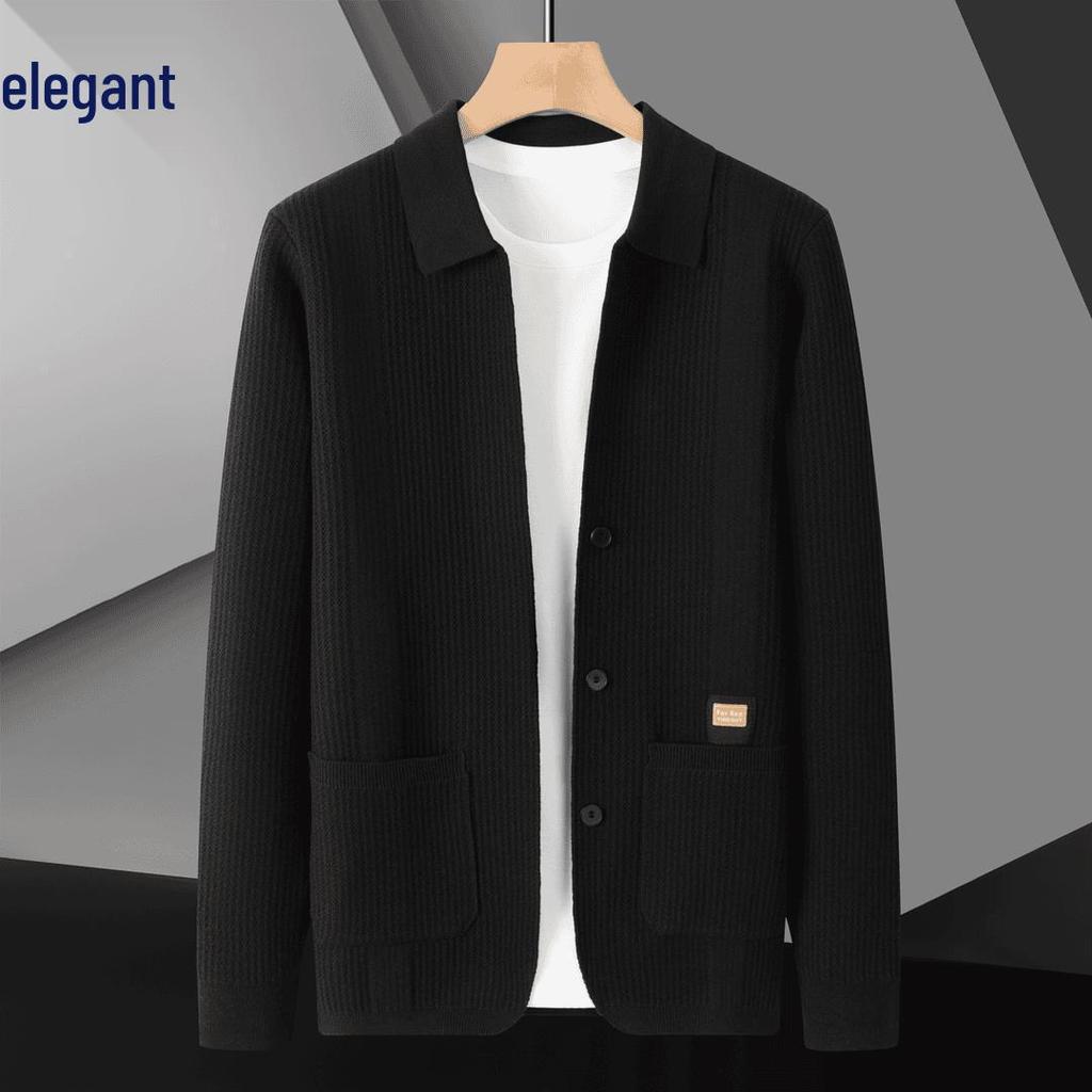Woodpecker Men's Autumn Knitted Cardigan: Business Casual, Fashionable & Versatile for Middle-Aged Men