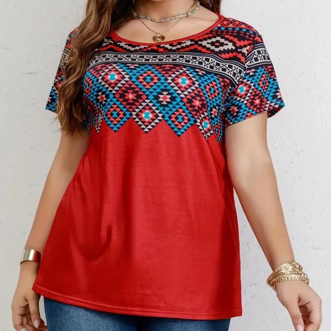 

Летняя женская футболка больших размеров, повседневная футболка с 3D принтом, футболка с круглым вырезом и короткими рукавами, топ 6XL