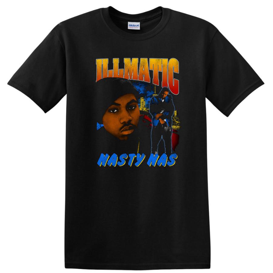 ILLMATIC NASTY NAS Vintage Hip Hop T Shirt Graphic Tee Rap Music Apparel L
