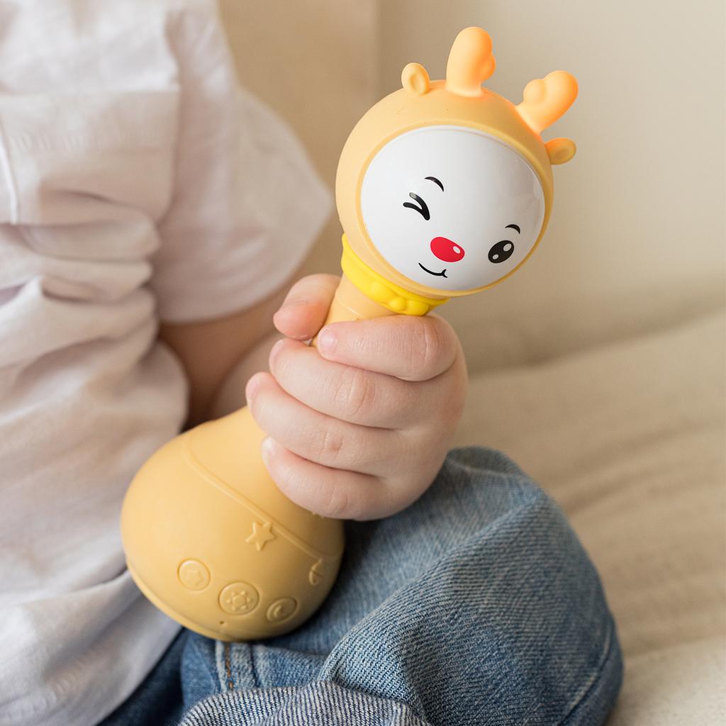 Juguete Mordedor Sonajero Musical para Bebé 0-24 Meses Chupete para Recién Nacidos Desgarro, Campana de Cama para Niños Móvil para Cuna Cochecito, Sonajero Educativo
