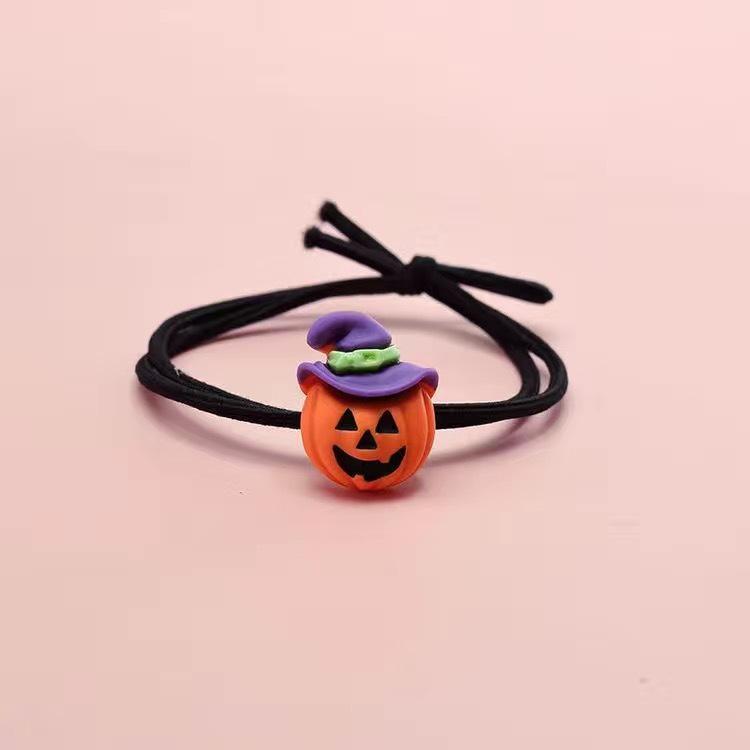 Halloween Pumpkin Ghost Hair Ties for Kids – Cartoon Rubber Bands for Girls' Hair Accessories and Bracelets