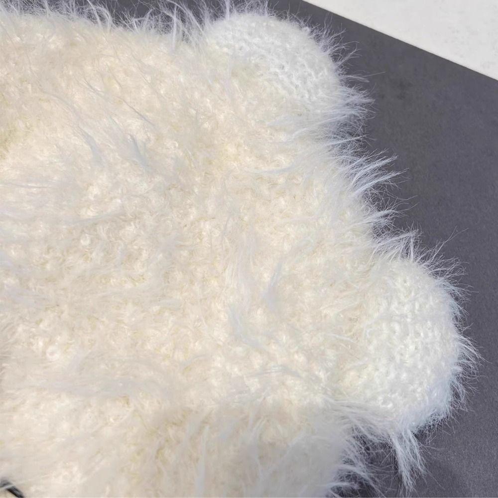Cold Protection Warm Bear Ear Hat Thicken Knitted Bobble Cap  Women Accessories