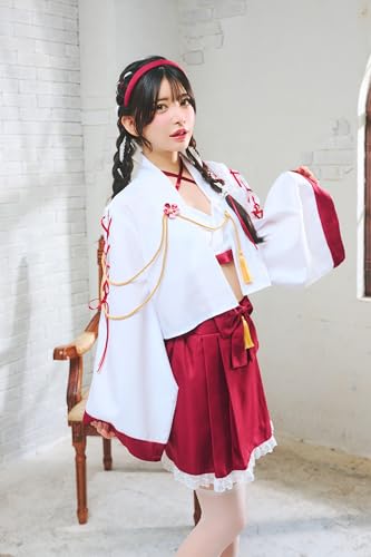 Clearstone Halloween Cosplay Costume - Women's Haori Shrine Maiden Costume (Red)