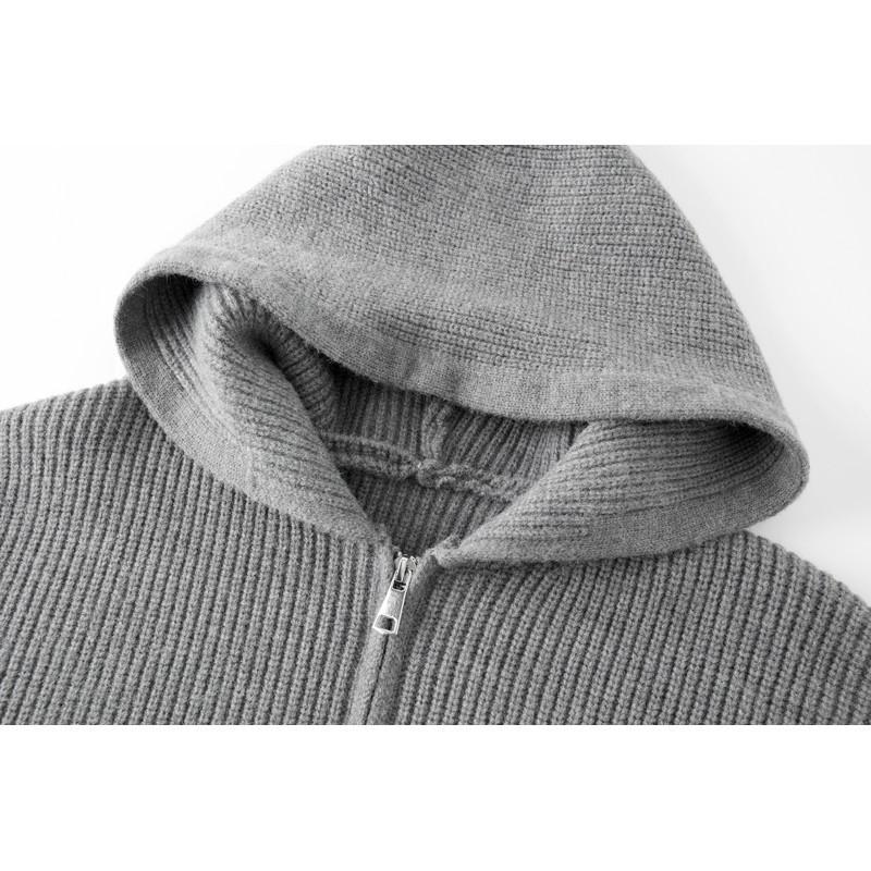 Unisex Übergroßer Kapuzenpullover 2025 Lässiger Strickpullover Mit Halbreißverschluss Grau Schwarz Locker Geschnitten Acrylmischung