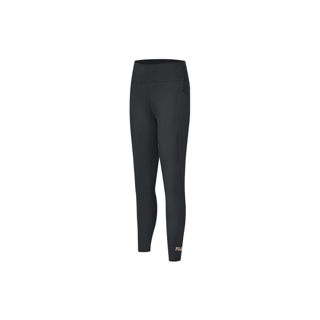 Fila Solid High-Waisted Fitness Knitted Leggings Women Leggings Deep-Black A11W341607F-BK