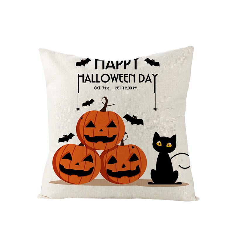 Halloween Pillowcase New Pumpkin Black Cat Series Sofa Cushion Waist Pillowcase Home