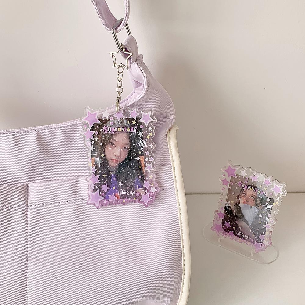 Transparent Star ID Card Holder Cute Girl Photo Card Sleeve Multiuse 3 Inch Card Display Bag Accessory
