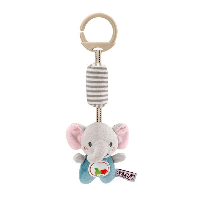 Cute Animal Plush Hanging Toy for Cribs & Car Seats – Early Education Sensory Toy with Teether & Mirror for Baby