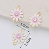 10Pcs Gold Plated Crystal White Pink Enamel Flower Charm Connectors For Jewelry Making Bracelet Findings Diy Accessories