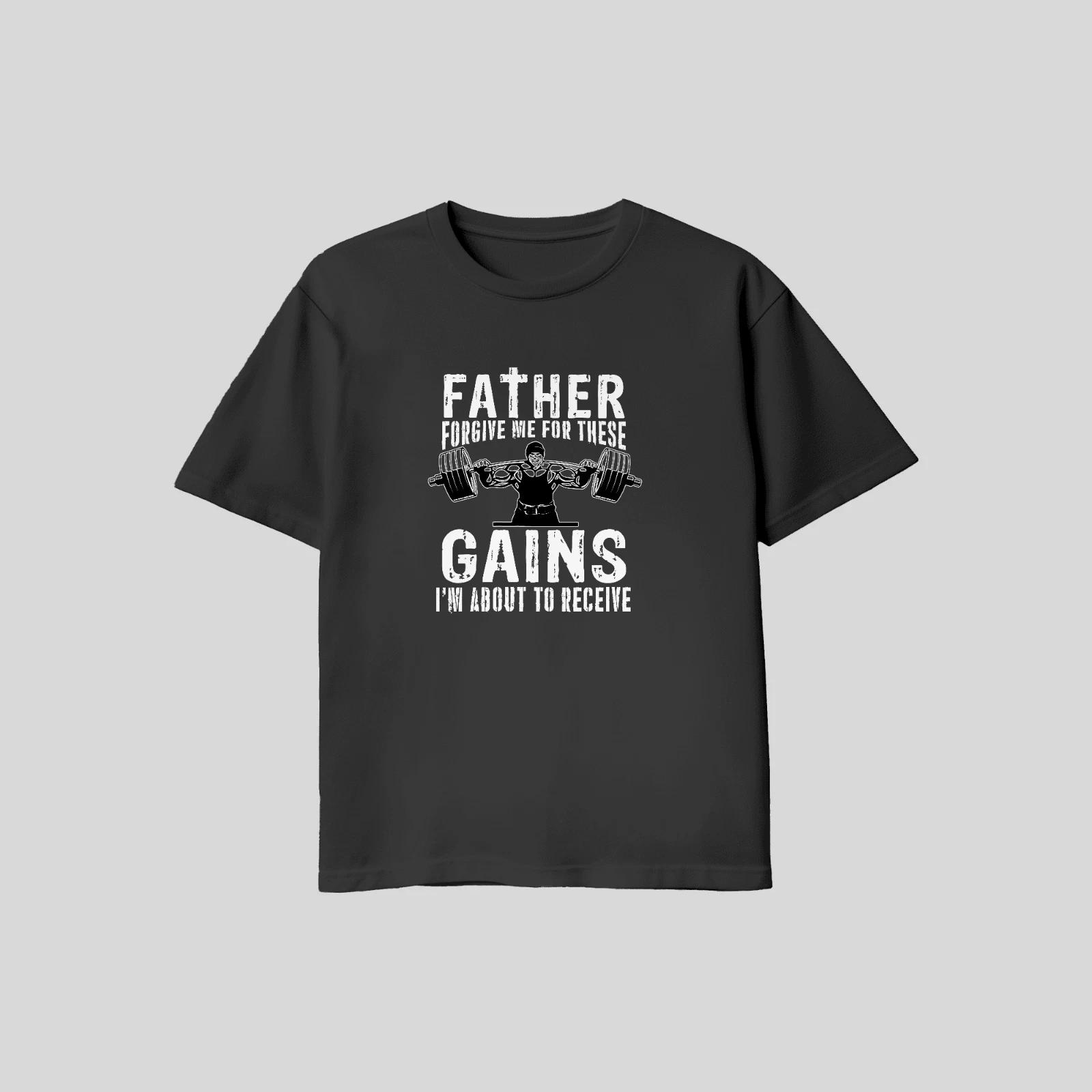 Unisex Adult Casual Graphic Gains Prayer Motivation Gym Weightlifte... XXXL
