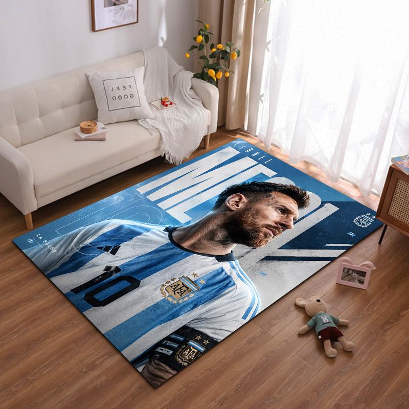 Blue and White Football Jersey Design Rug - Non-slip rug suitable for living room and bedroom sofas.
