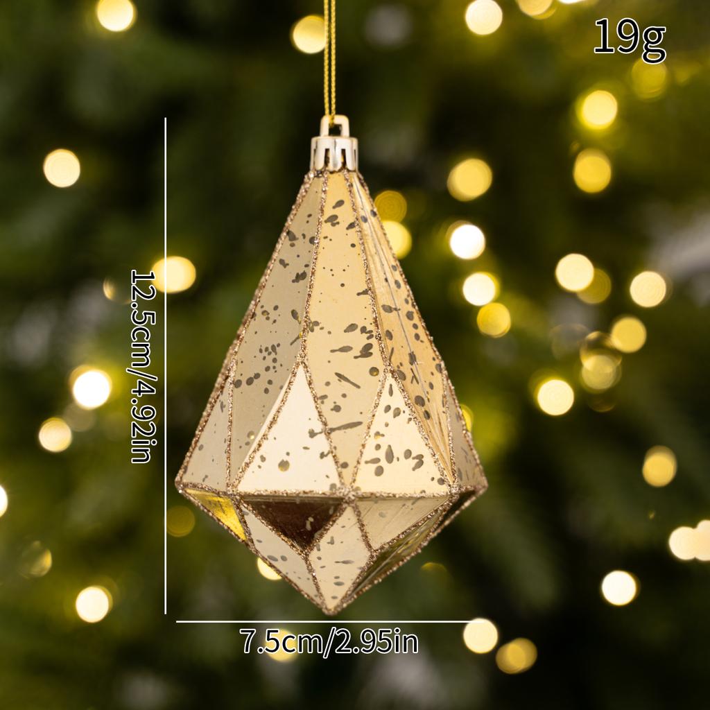 Vintage Cracked Christmas Baubles Gold Silver Red Diamond Rhombus Shape Xmas Tree Hanging Ornaments