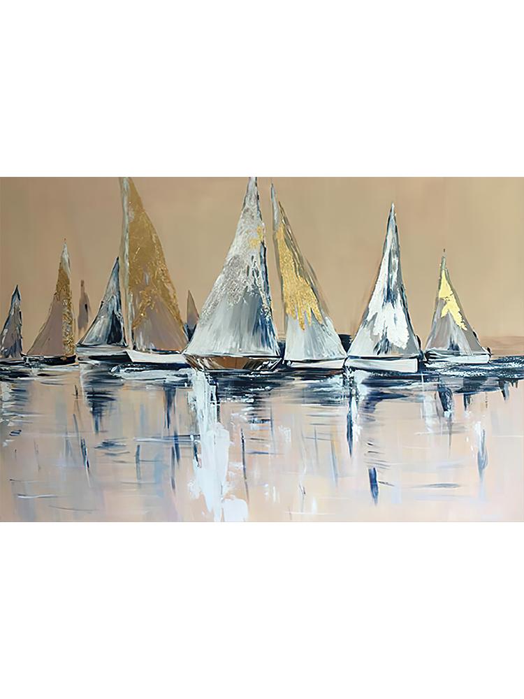Abstract Sailboat City Landscape Poster Canvas Oil Painting Vintage Wall Art Picture Print For Modern Living Room Home Decor