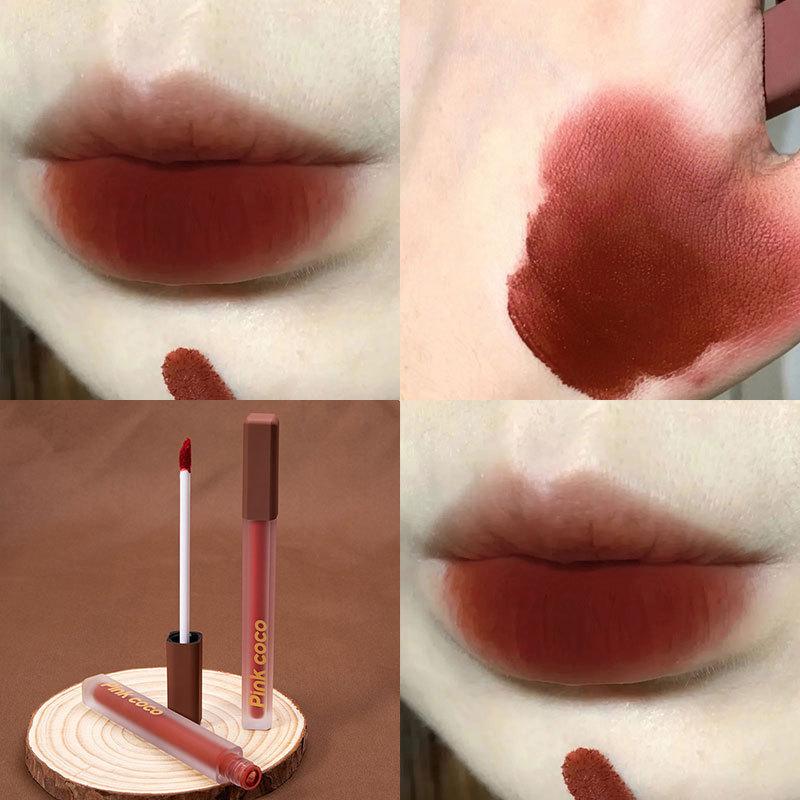 Pink Coco Satin Powder Mist Lip Glaze Silky Color Lock Lip Mud Romantic Escape Long-Lasting Beauty for Busy Girls