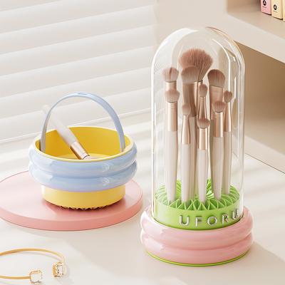 UFORU Cosmetics Storage Box Household Advanced Sense Bedroom Dresser with Cover Dustproof Makeup Brush Transparent Organizer