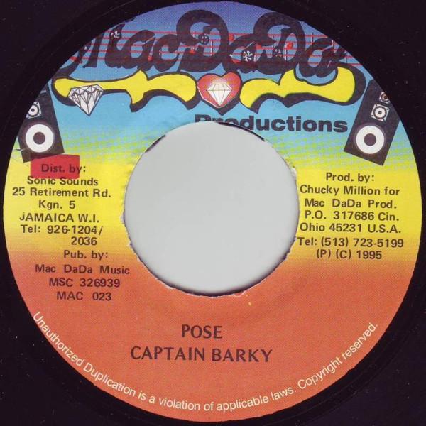 

7inch Record CAPTAIN BARKEY Pose MAC023 Mac Dada Produc 1995 Jamaica Reggae Ska Dub Used