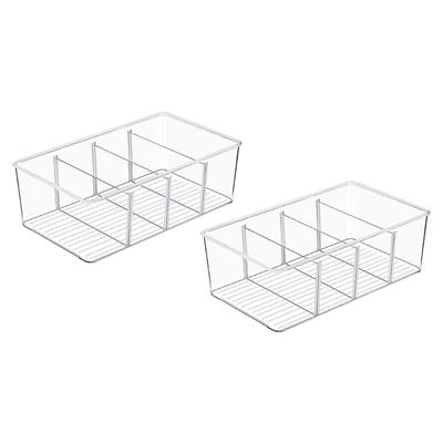Transparent Organizer with Divider for Fruit, Yogurt, Snacks, Pasta Clear Refrigerator Storage Box Snack Coffee Tea Bag